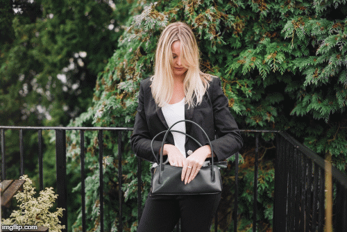 Black Real Leather Shoulder Bag - Amilu