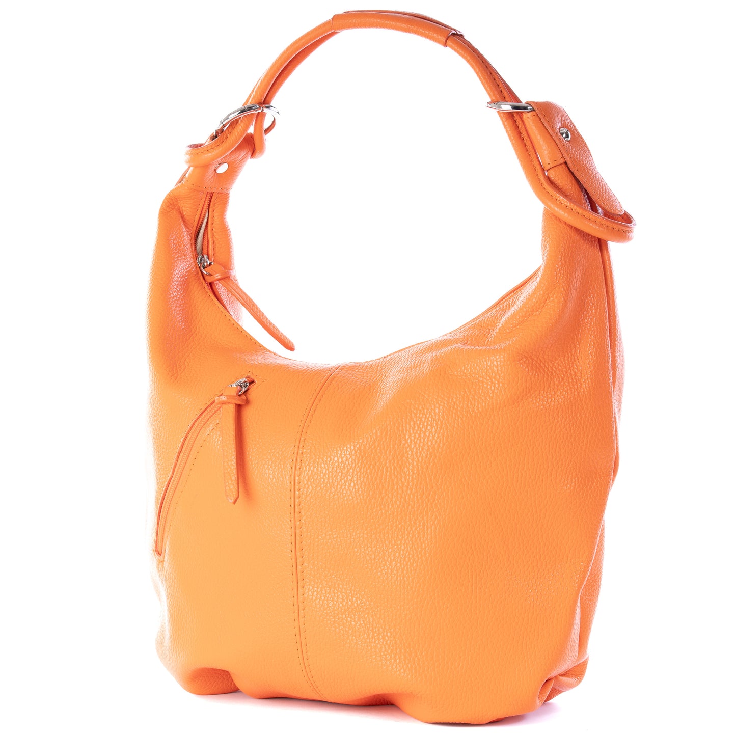 Classic Orange Real Leather Slouch Shoulder Bag - Amilu