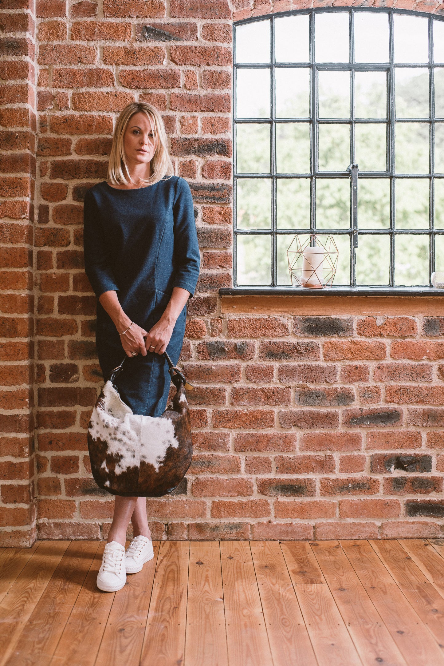 Classic Cow Hair and Real Leather Slouch Shoulder Bag - Amilu