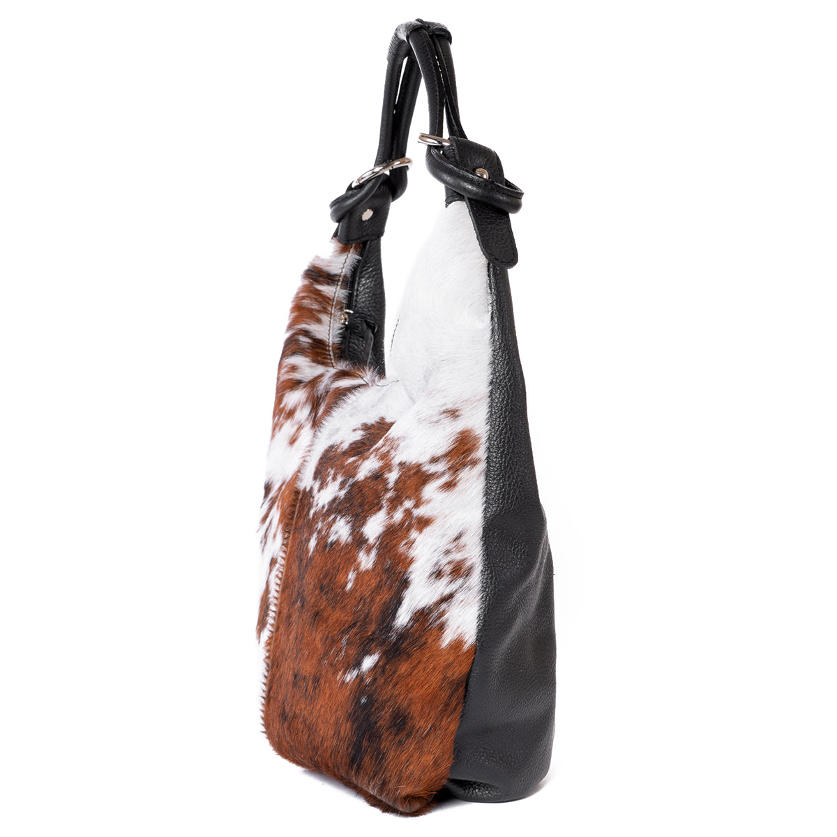 Classic Cow Hair and Real Leather Slouch Shoulder Bag - Amilu