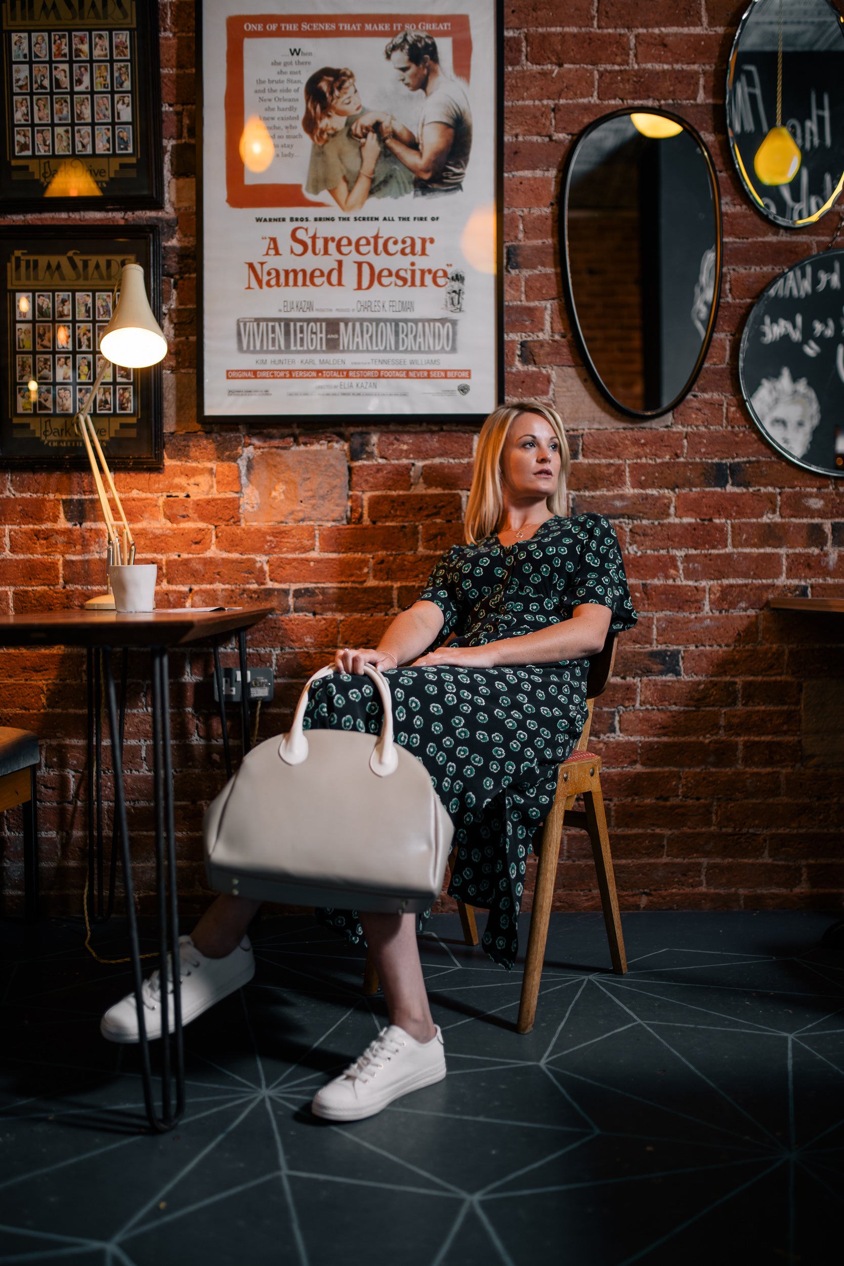 Taupe and Cream Real Leather Double Zip Tote Bag - Amilu