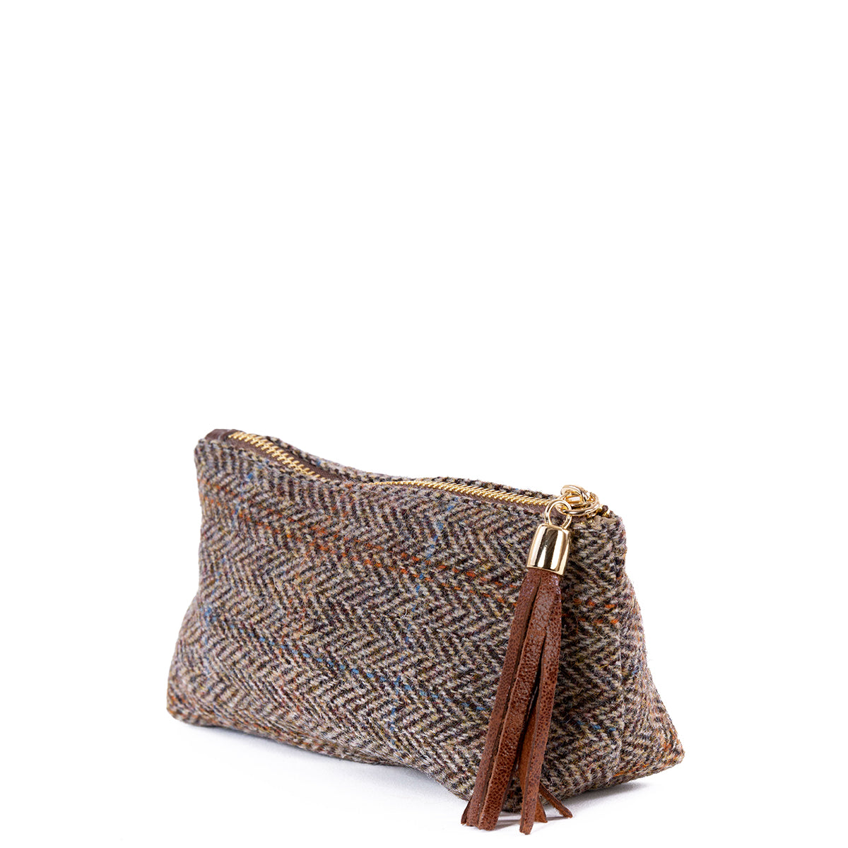 Tan Hamish Harris Tweed Mini Clutch Pod - Amilu