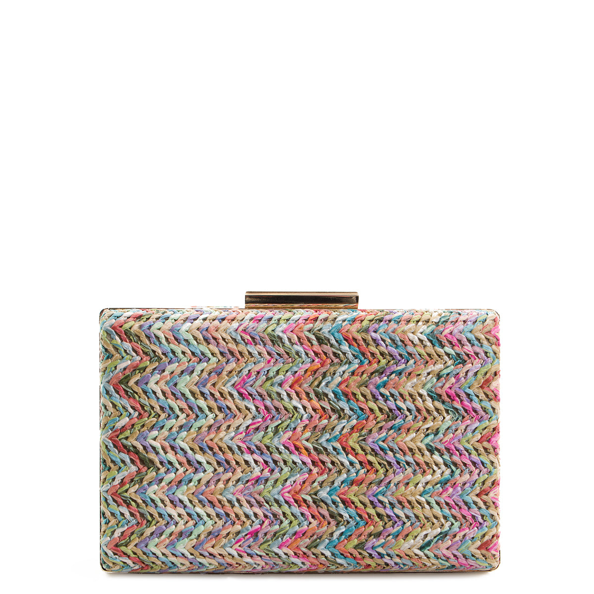 Pink Multi Braided Straw Box Clutch Bag - Amilu