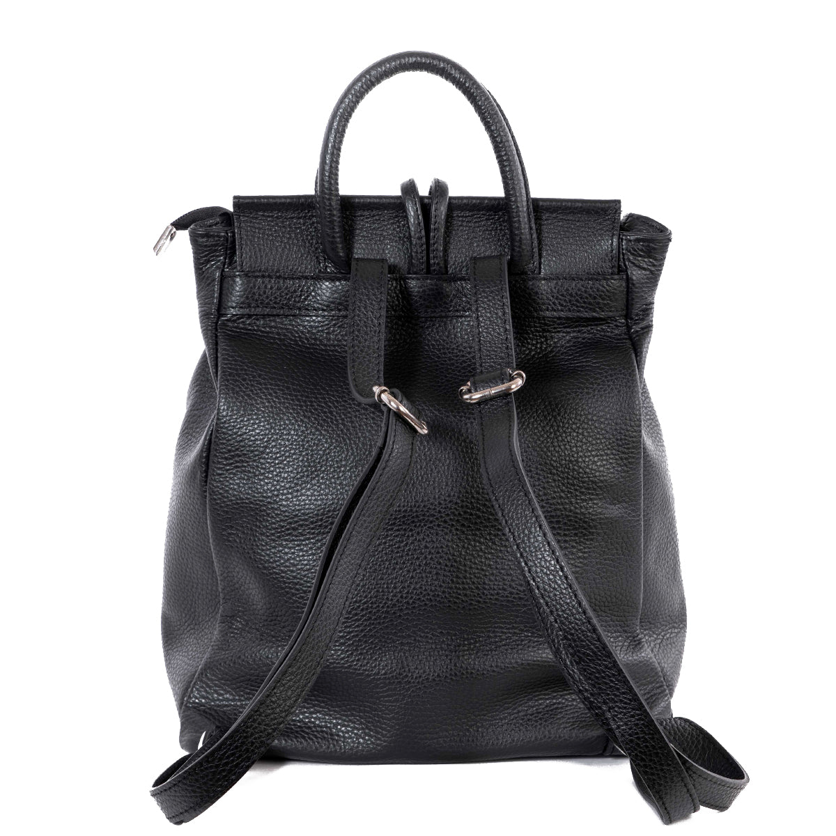 Black Real Leather Tassel Backpack - Amilu