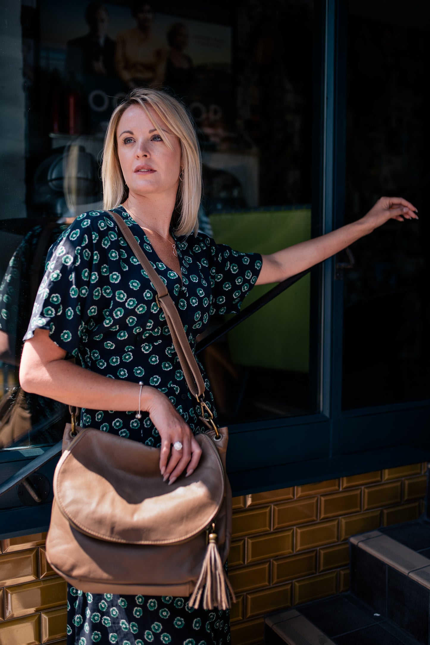 Taupe Real Leather Boho Crossbody Bag - Amilu