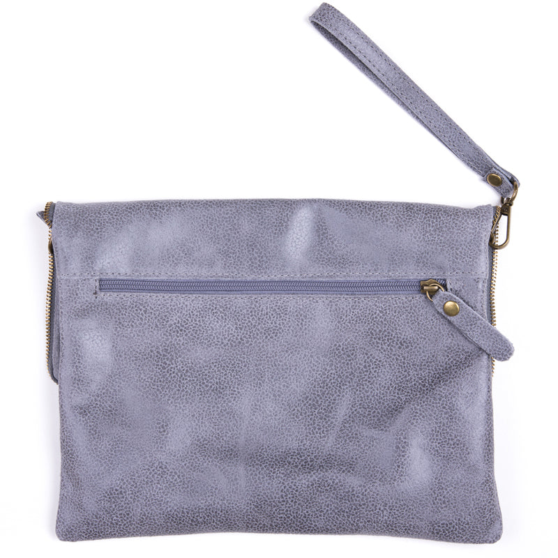 Grey Soft Real Leather Cross Body Bag - Amilu