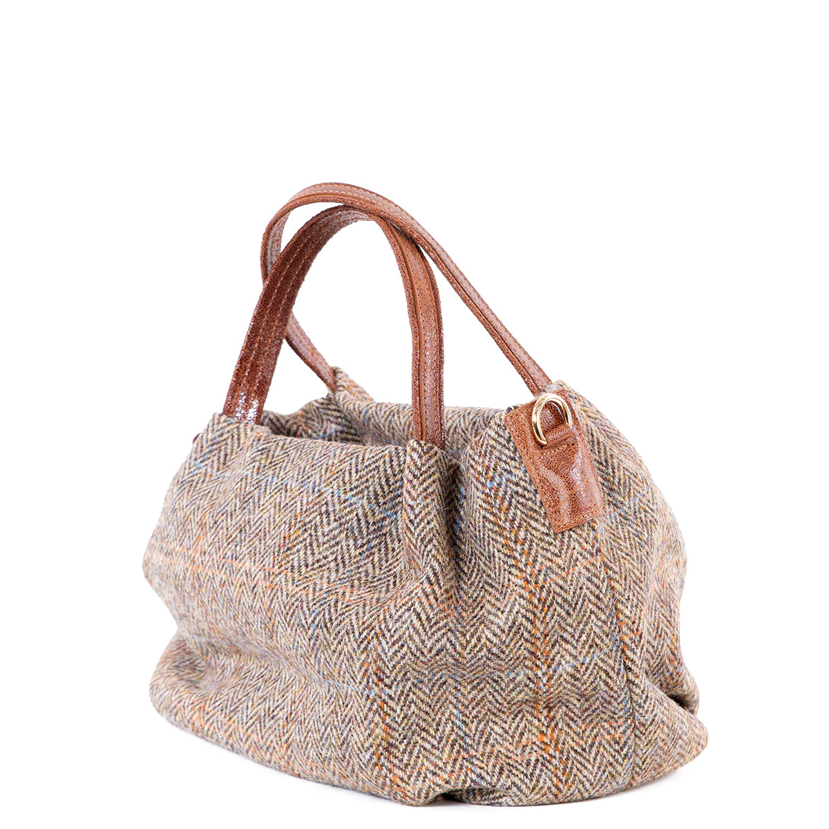 Tan Hamish Harris Tweed Small Tote Bag - Amilu
