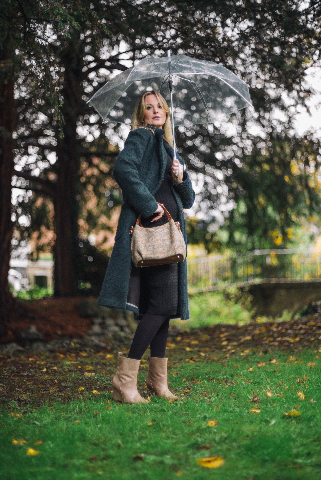 Tan Hamish Harris Tweed Small Tote Bag - Amilu