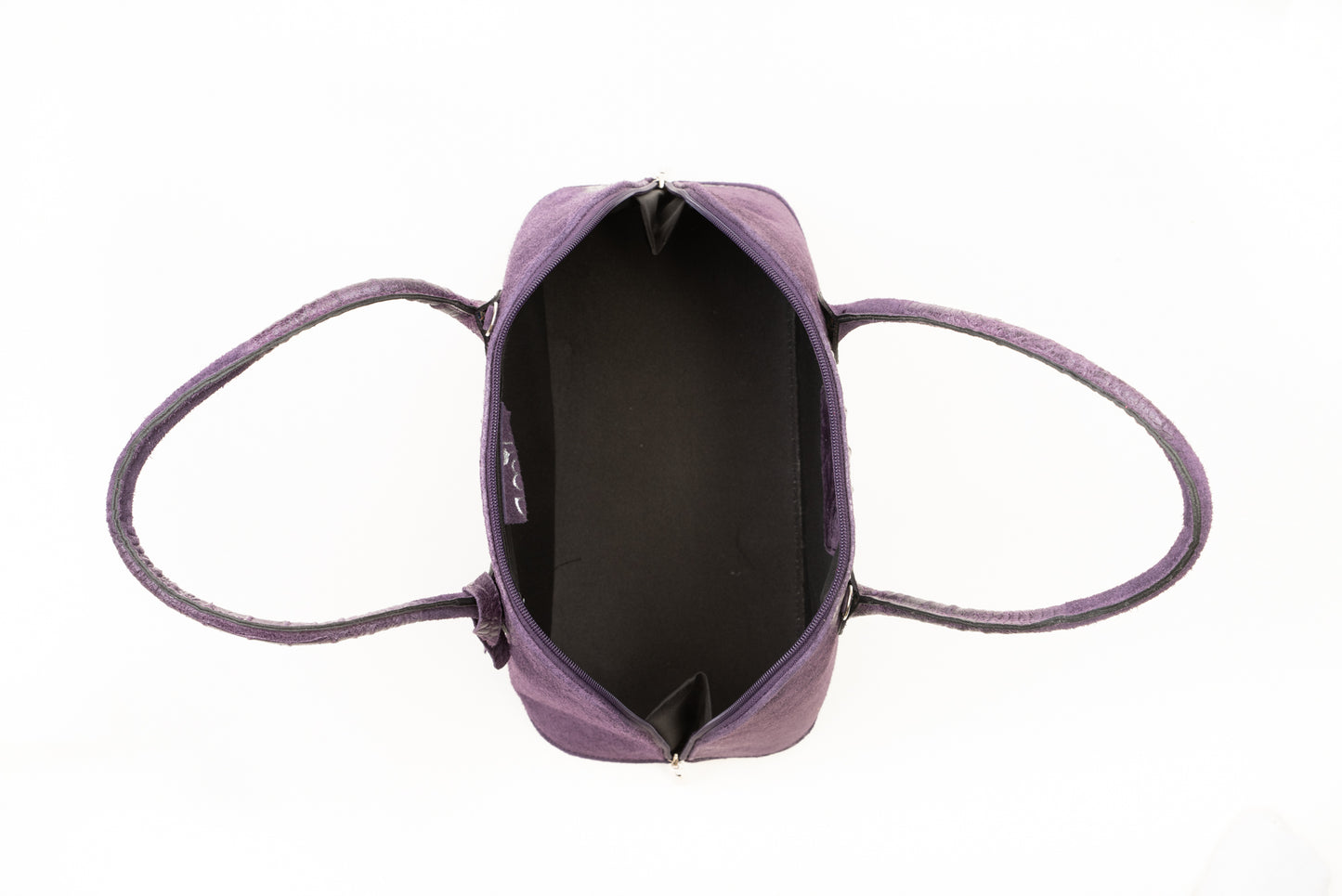 Purple Real Suede Large Bowling Bag - Amilu