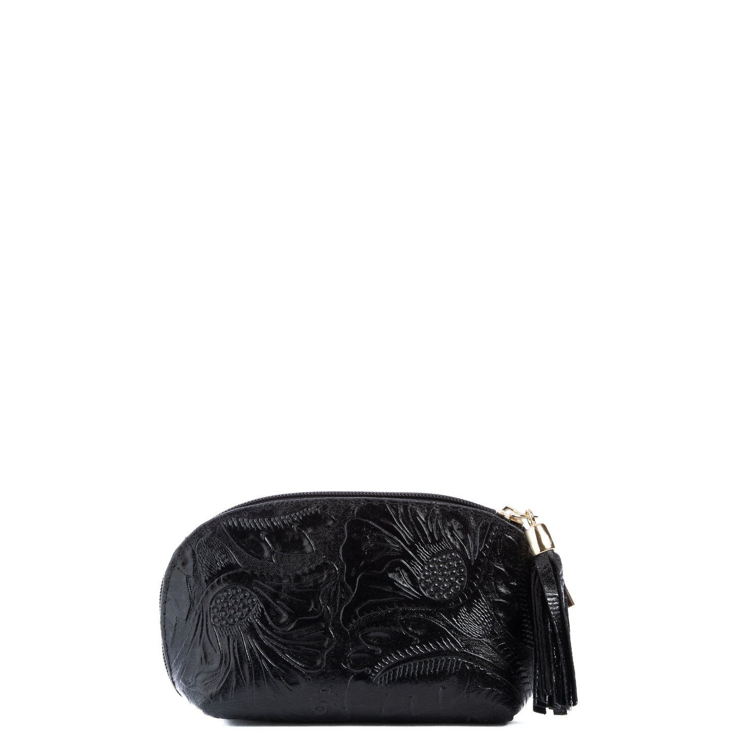 Black Florens Embossed Real Leather Mini Clutch Pod - Amilu