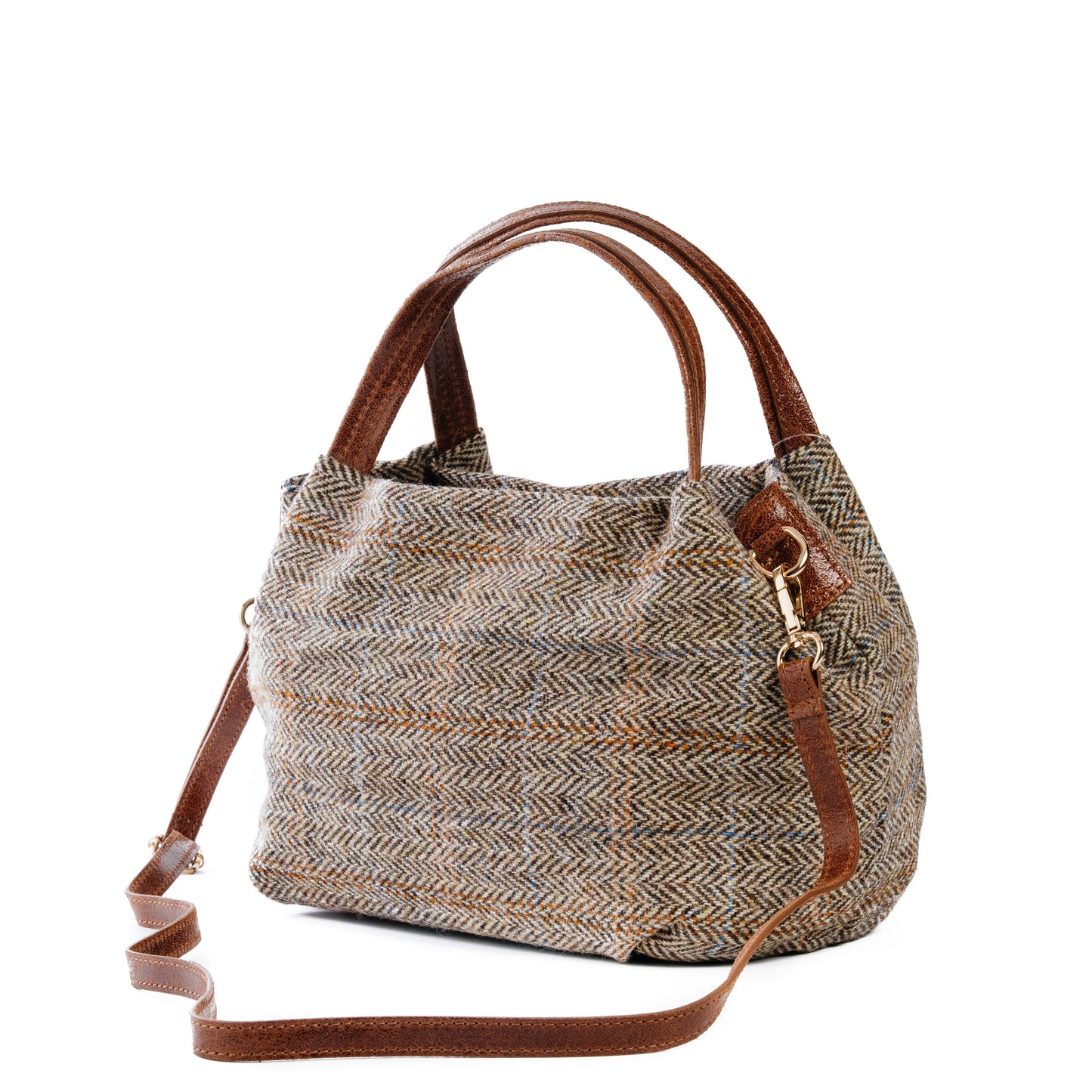 Tan Hamish Harris Tweed Small Tote Bag - Amilu
