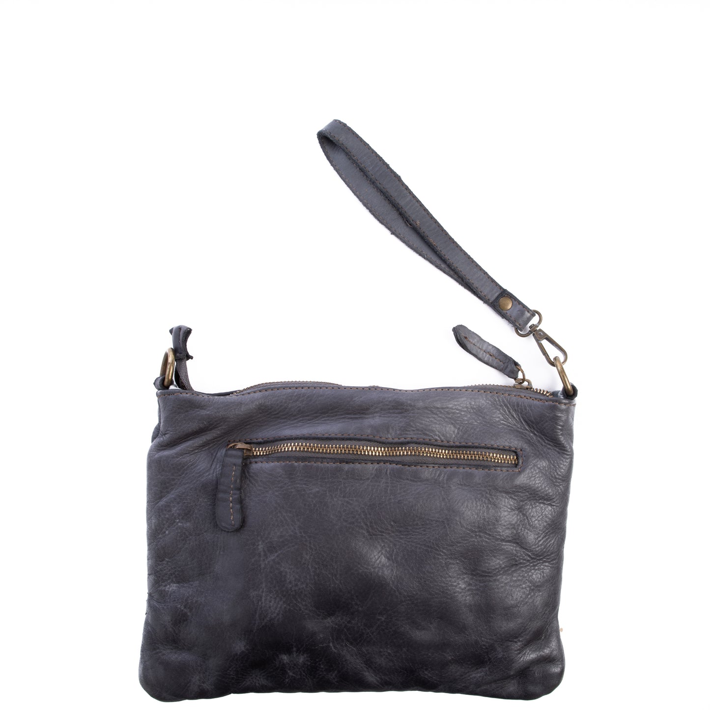 Grey Real Italian Woven Leather Cross Body Bag - Amilu