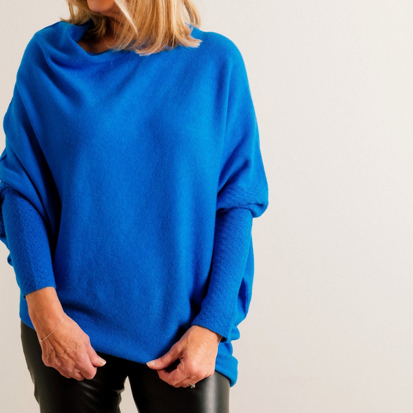 Cobalt Blue Supersoft Asymmetric Fine Knit Easy Wear Jumper - Amilu