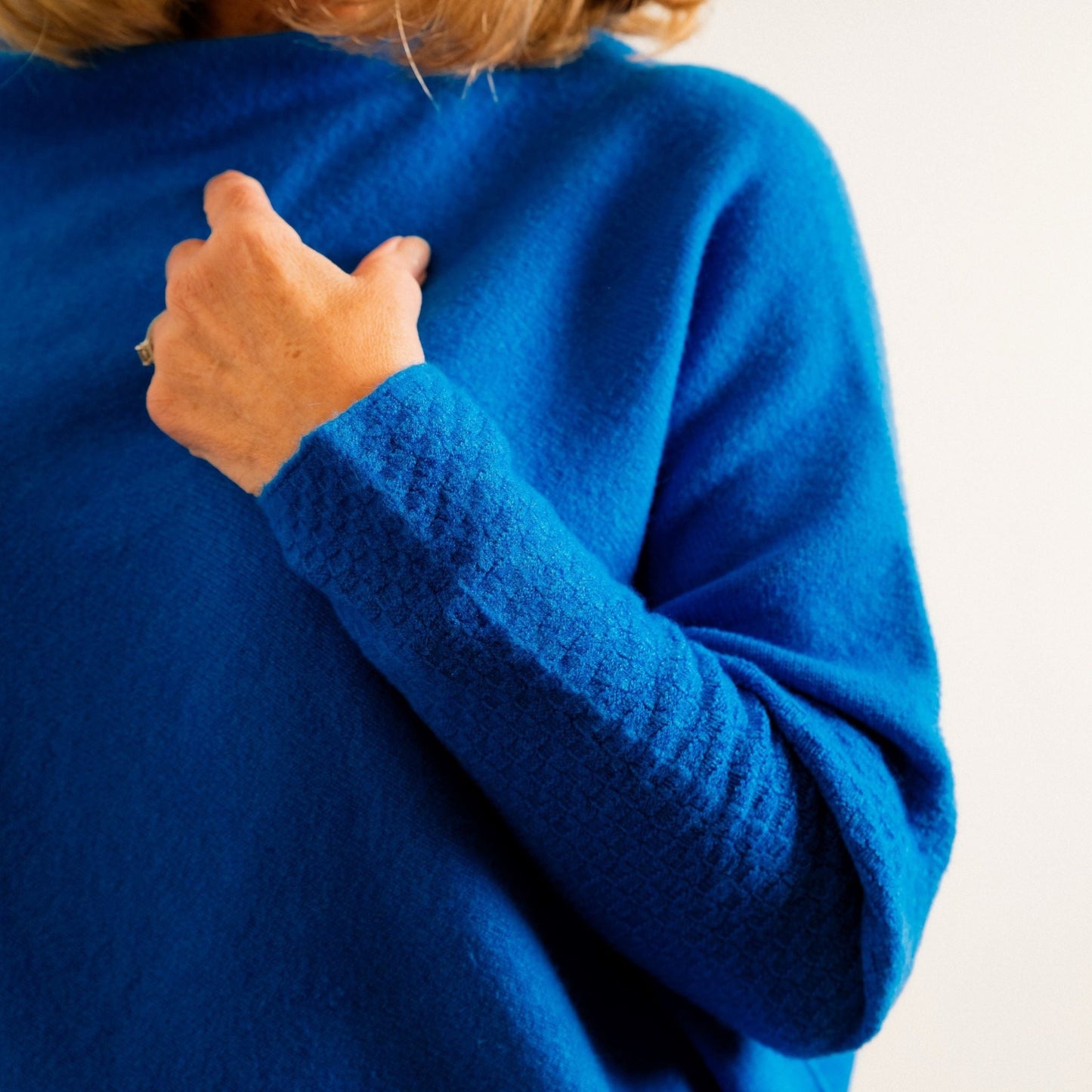 Cobalt Blue Supersoft Asymmetric Fine Knit Easy Wear Jumper - Amilu