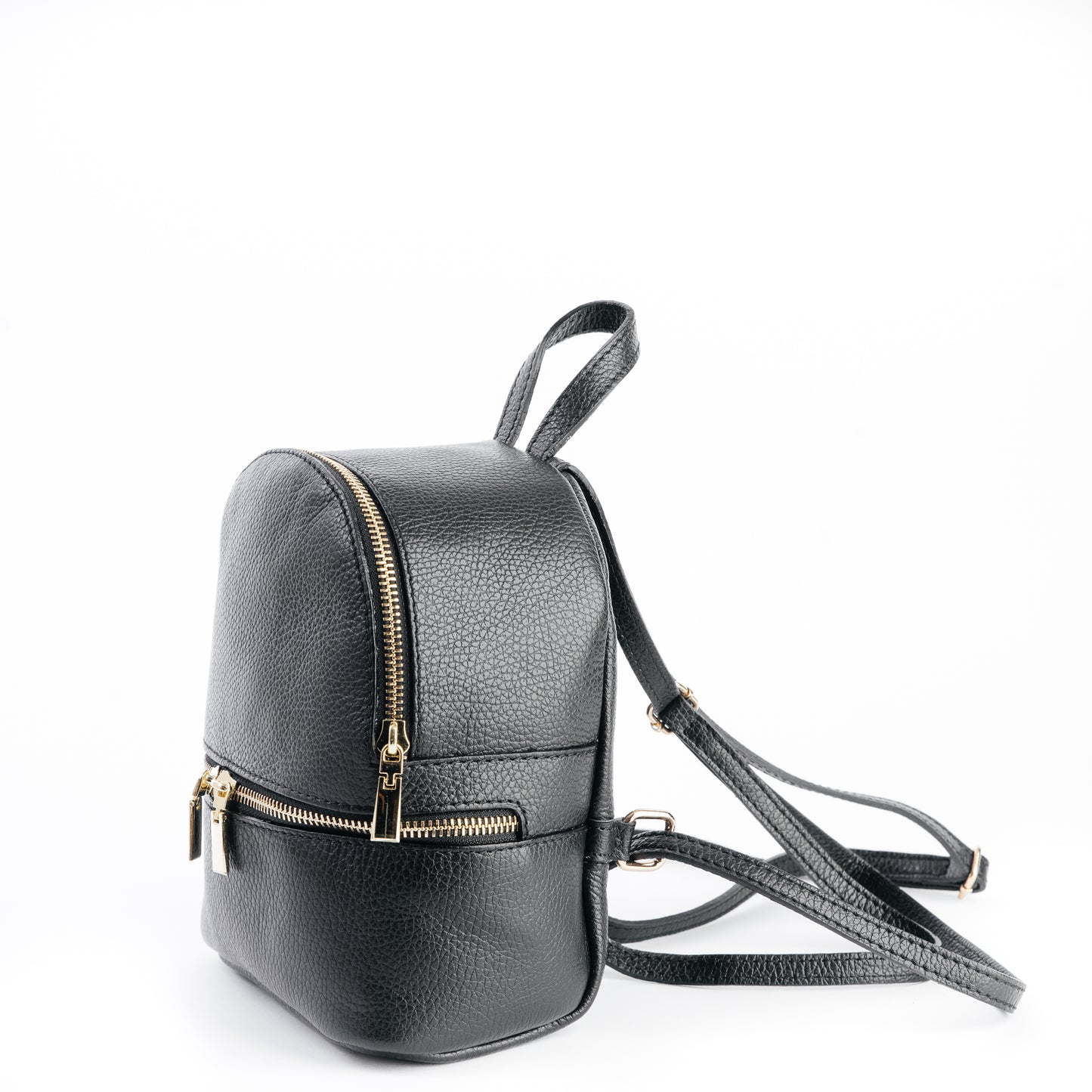 Amilu Black Mini Italian Leather Rucksack Bag