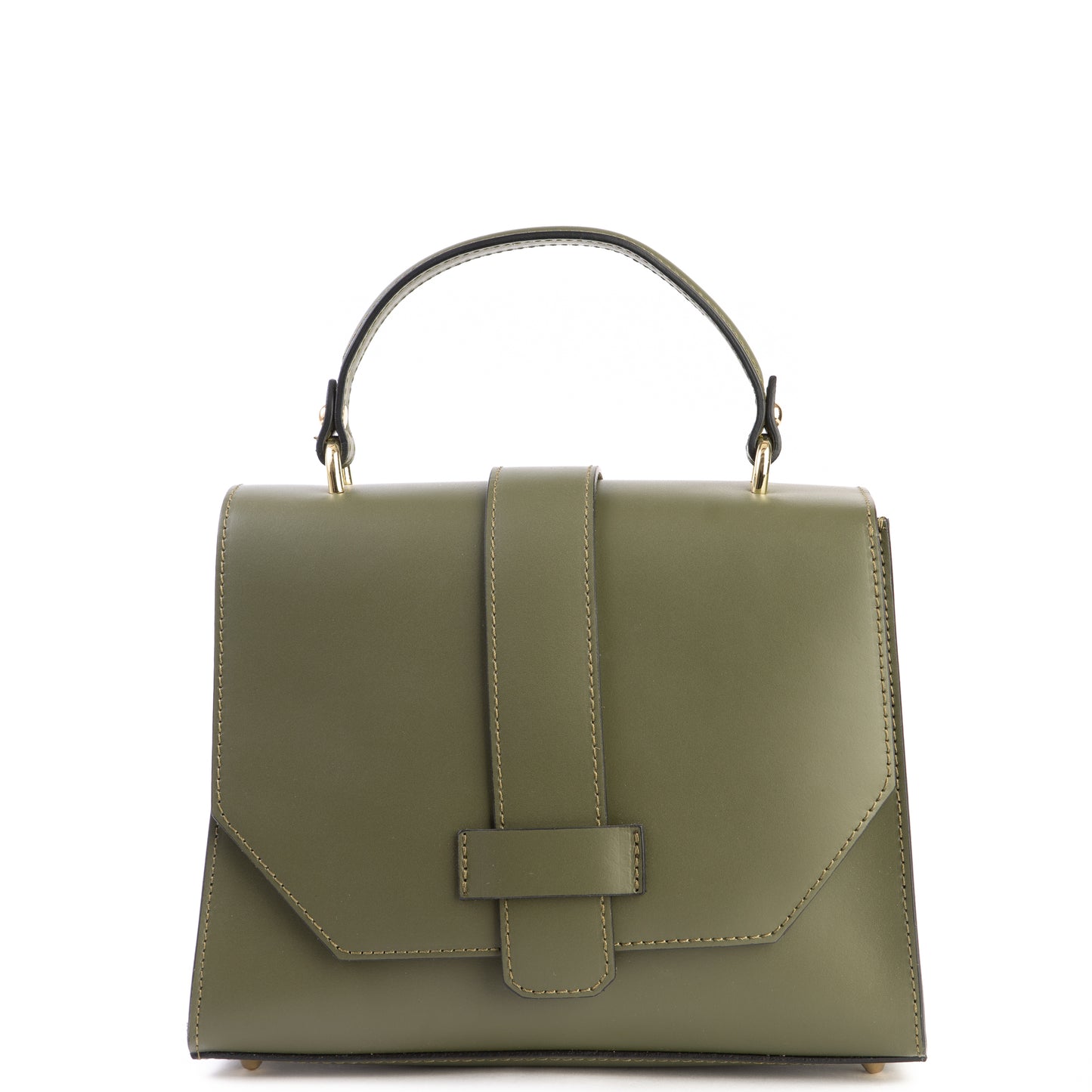 Amilu Olive Green Italian Leather Satchel Tote Bag