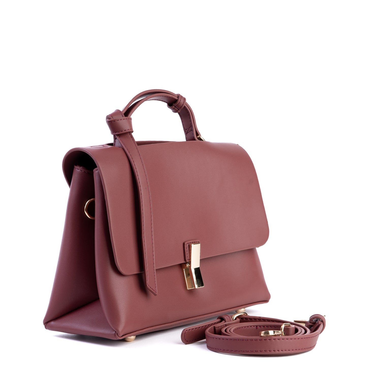 Amilu Mulberry Red Italian Leather Medini Tote Bag