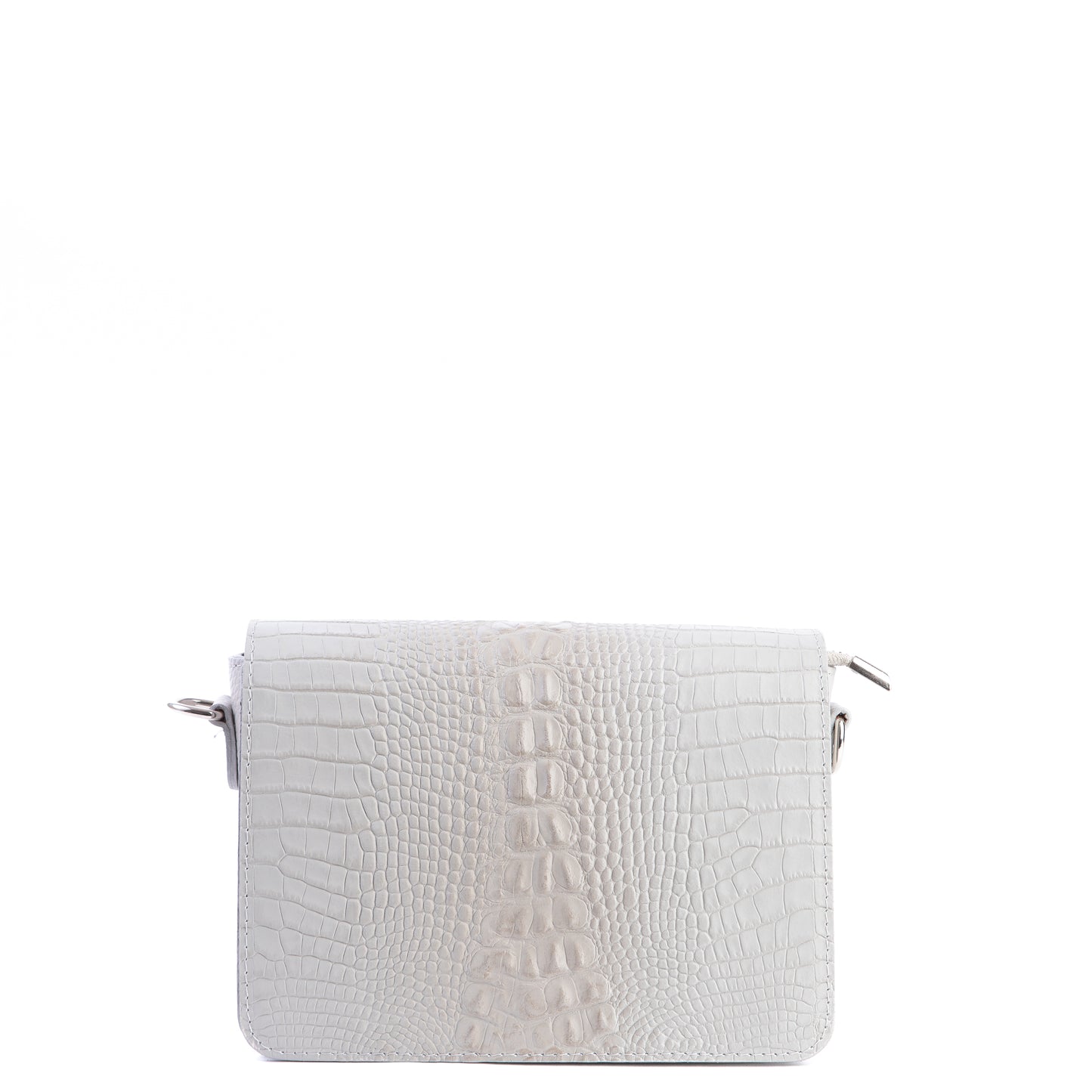 Amilu Light Grey Mock Croc Print Real Leather Cross Body Bag