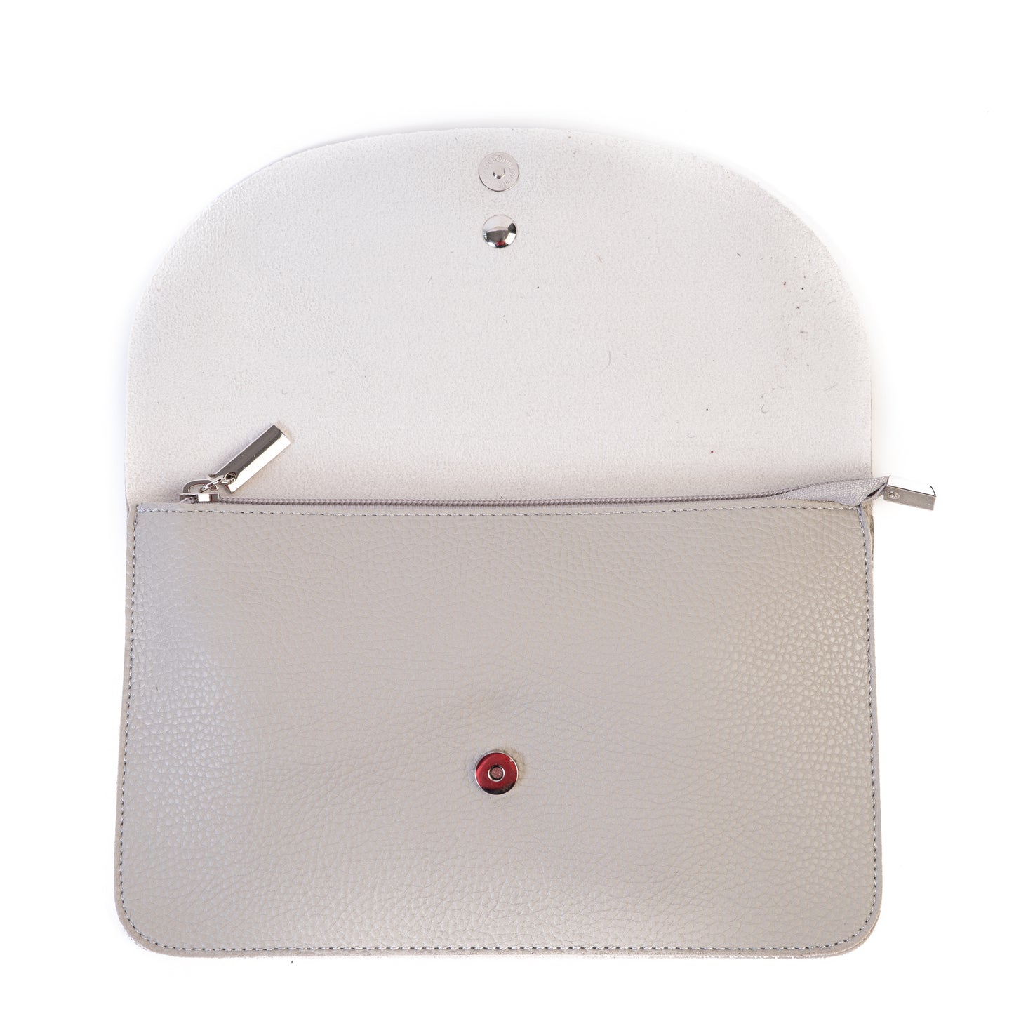 Pale Grey Pebbled Grain Envelope Clutch Bag with Additional Cross Body and Wrist Strap - Amilu