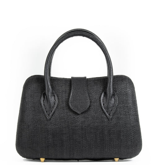 Black Woven Straw Occasion Bag - Amilu