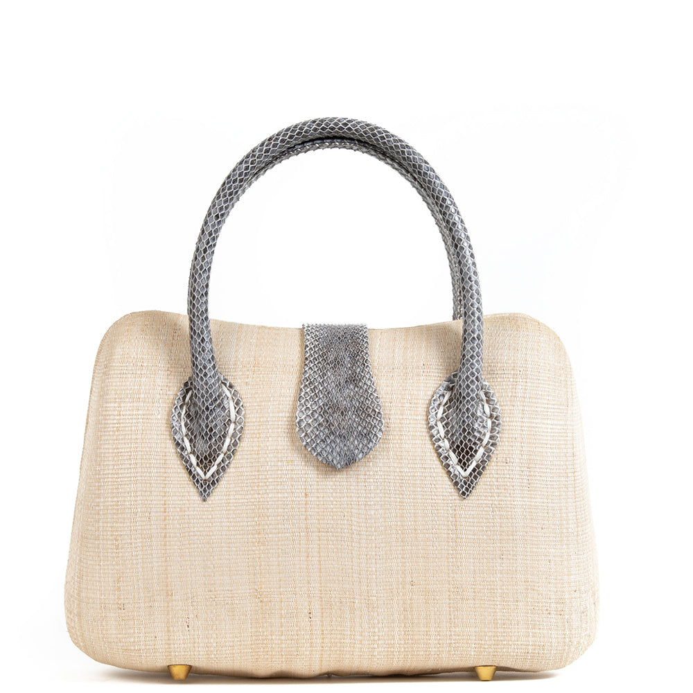 Cream Woven Straw Occasion Bag - Amilu