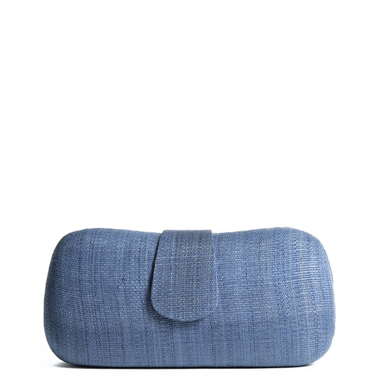 Navy Woven Straw Clutch Bag - Amilu