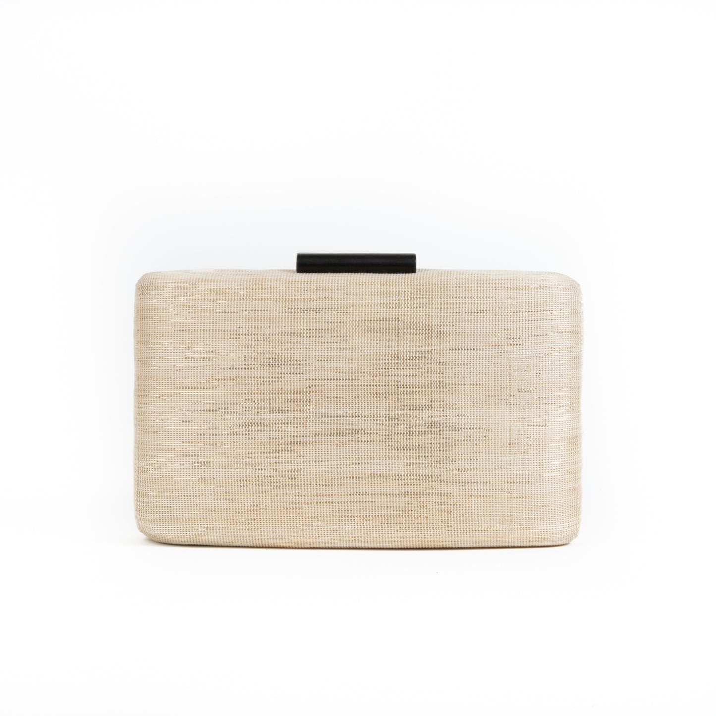 Cream and Gold Shimmer Straw Box Clutch Bag - Amilu