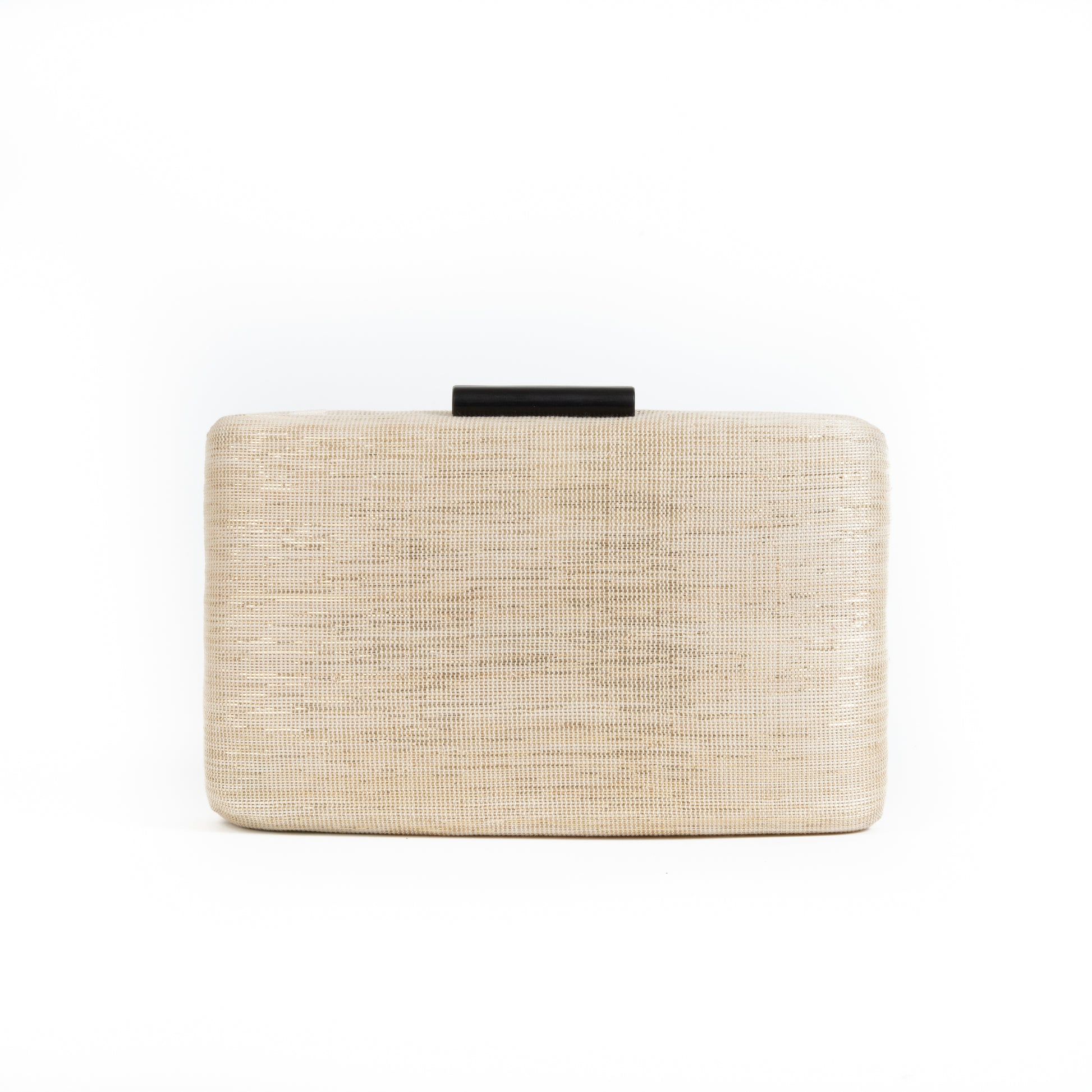 Cream and Gold Shimmer Straw Box Clutch Bag - Amilu