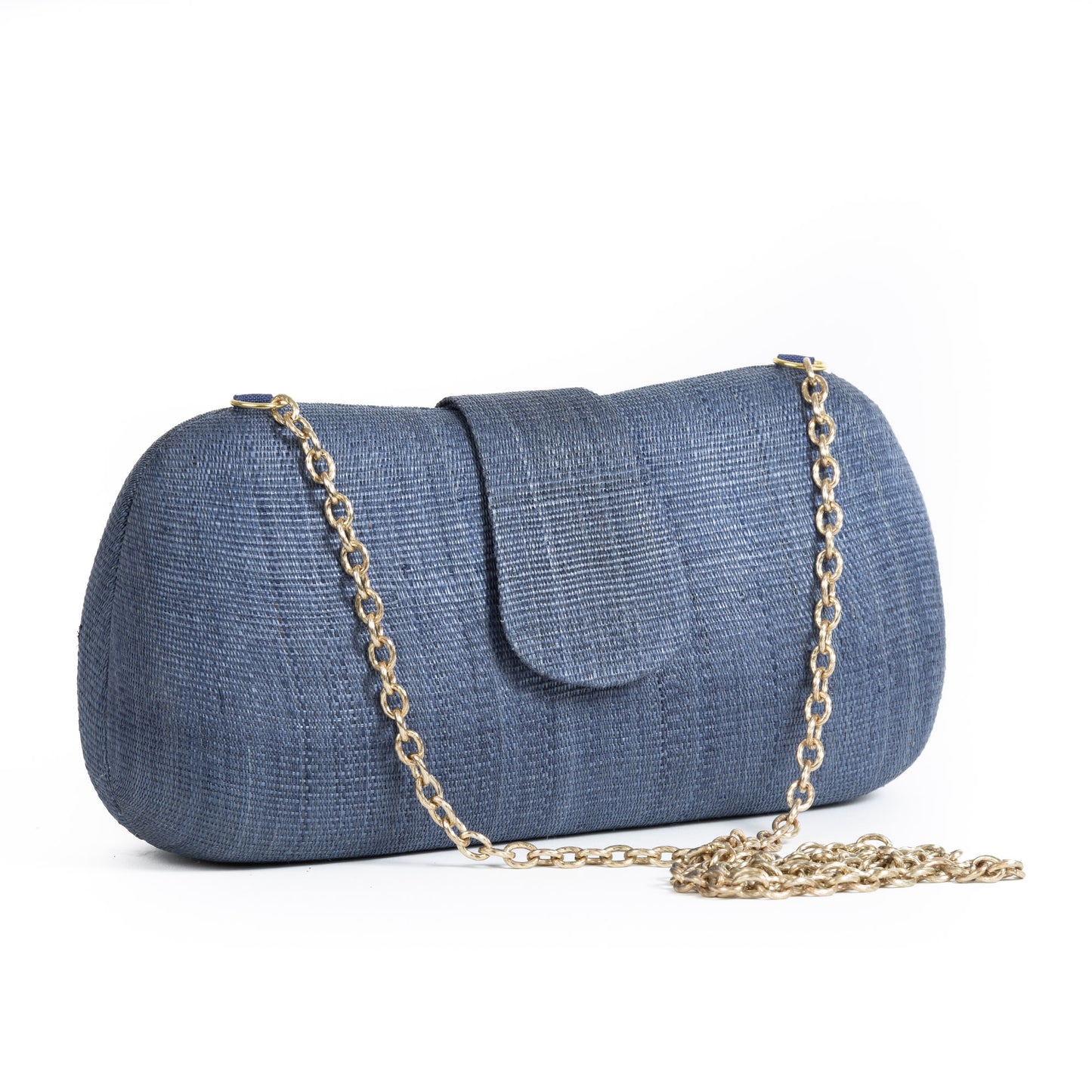 Navy Woven Straw Clutch Bag - Amilu
