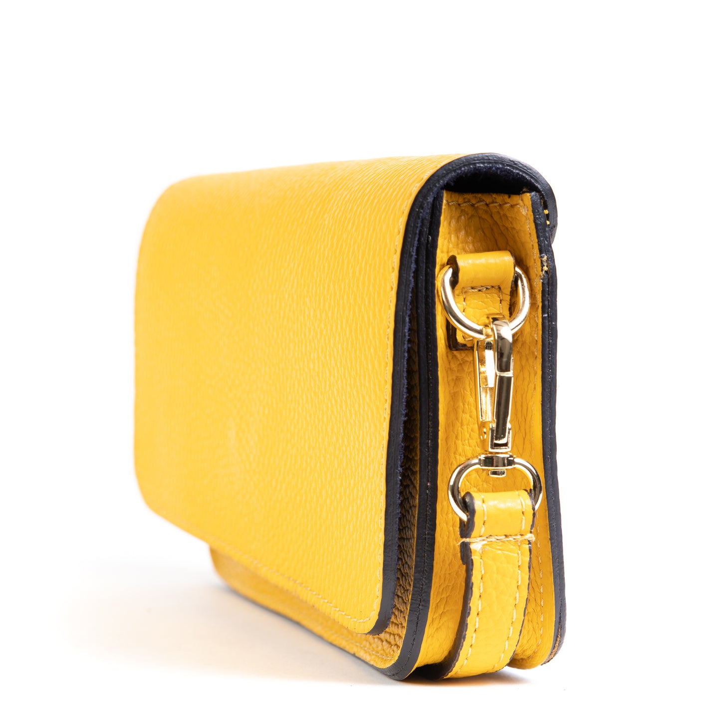 Yellow and Navy Blue Two Tone Leather and Suede Cross Body Bag - Amilu