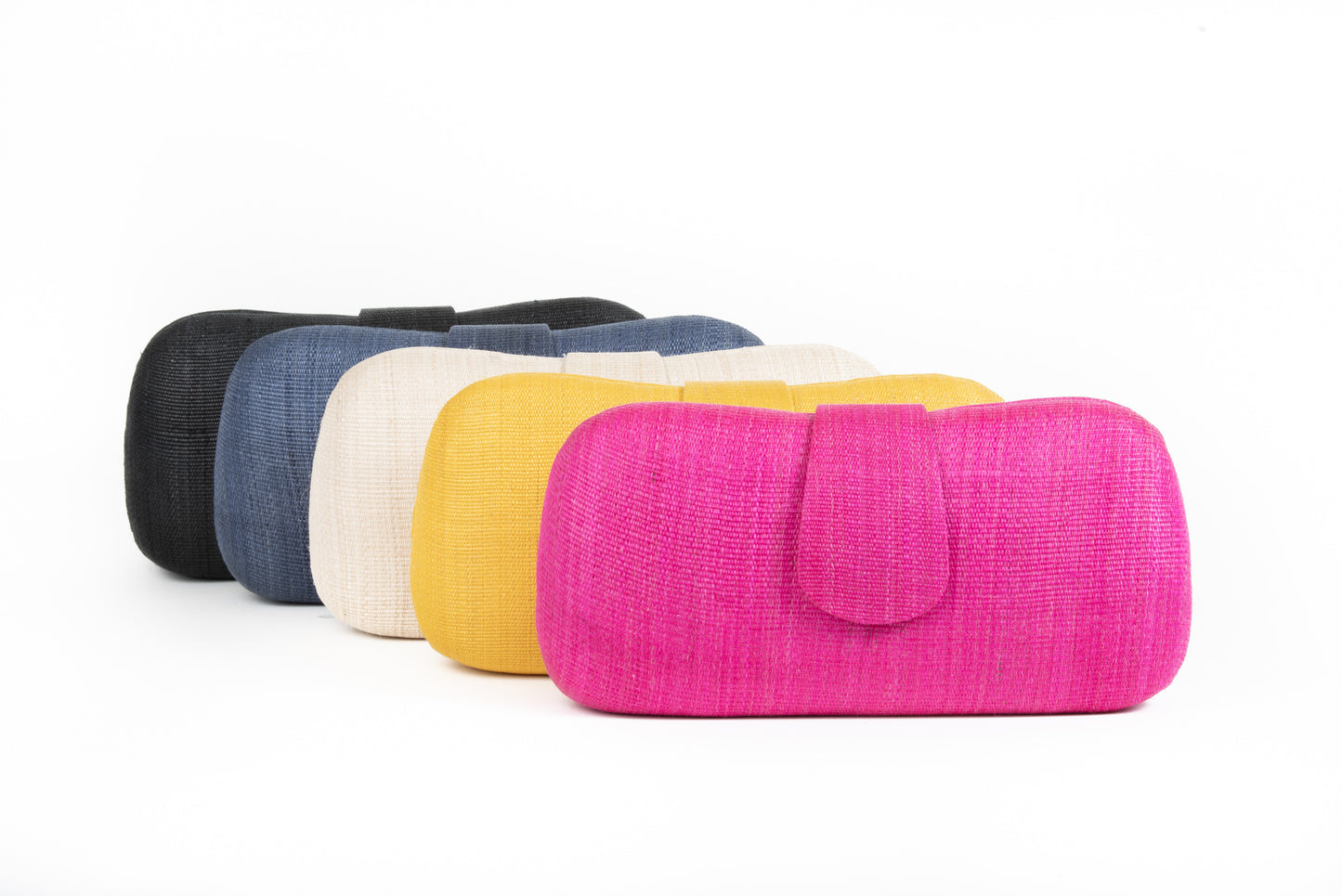 Navy Woven Straw Clutch Bag - Amilu