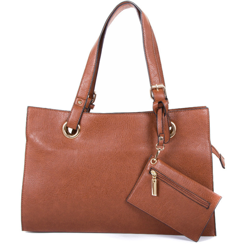 Tan Faux Leather Shopper Shoulder Bag – Amilu - Main Image