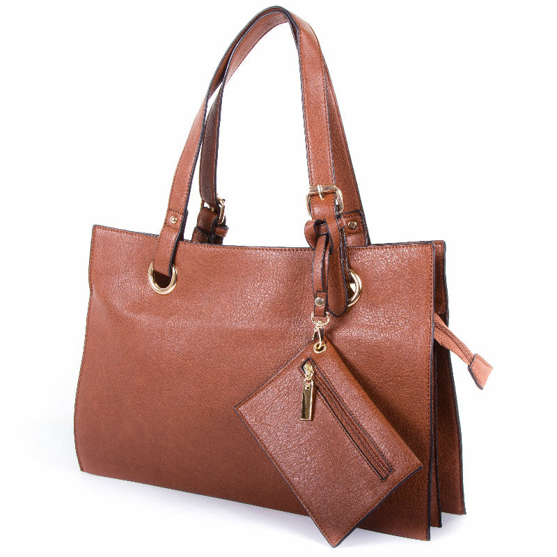 Tan Faux Leather Shopper Shoulder Bag - Amilu