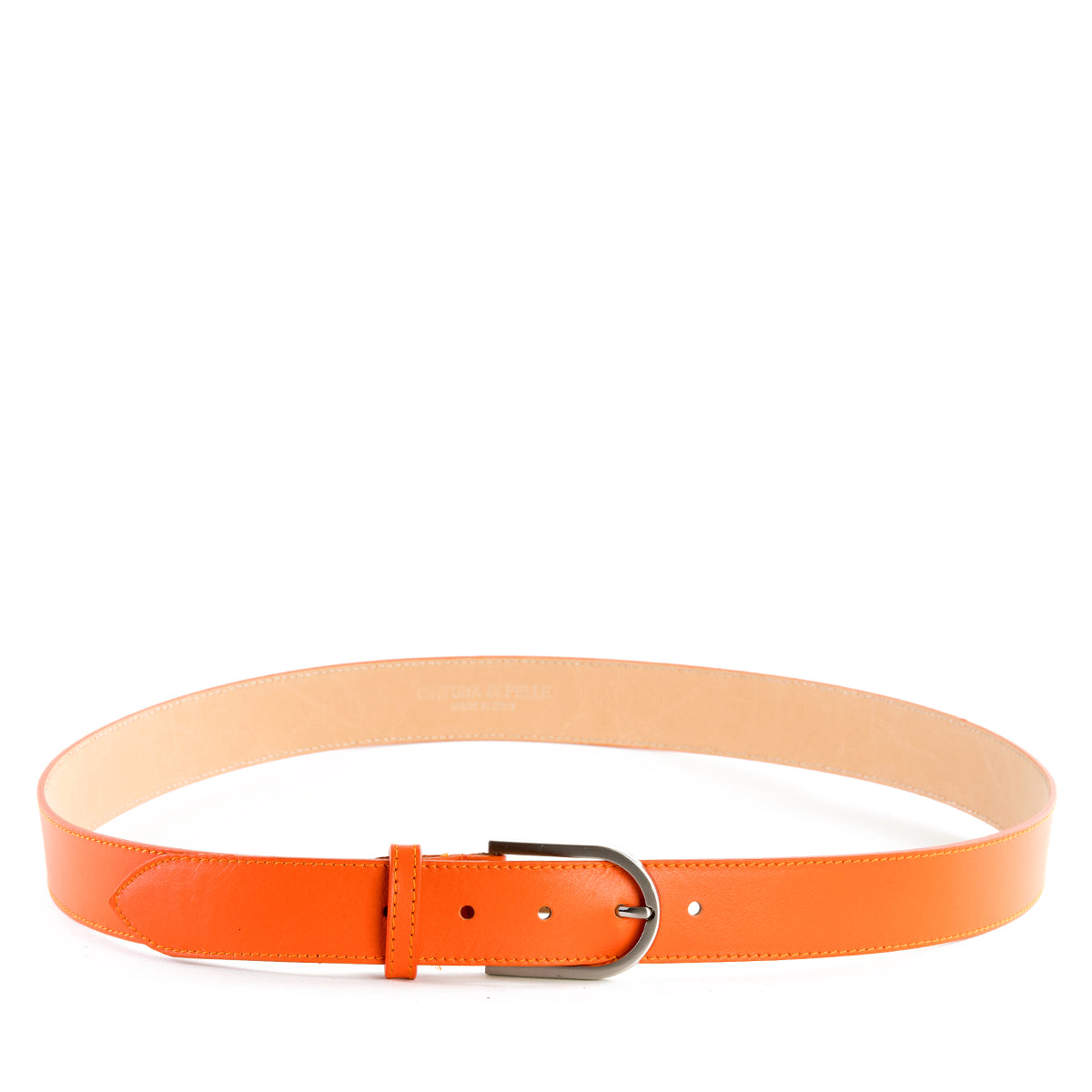 Orange Real Italian Leather Wide Belt - Amilu