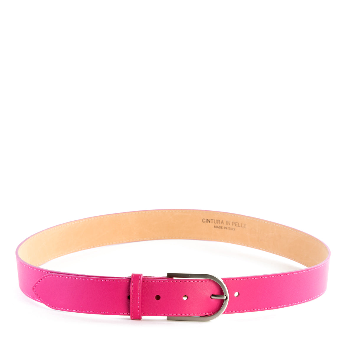 Pink Real Italian Leather Wide Belt - Amilu