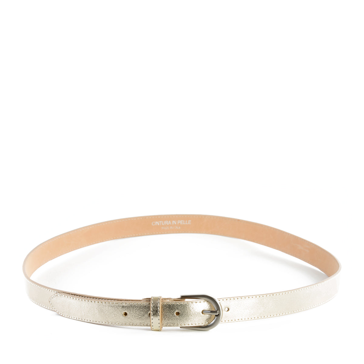 Gold Real Italian Leather Narrow Belt Pack of Two - Amilu