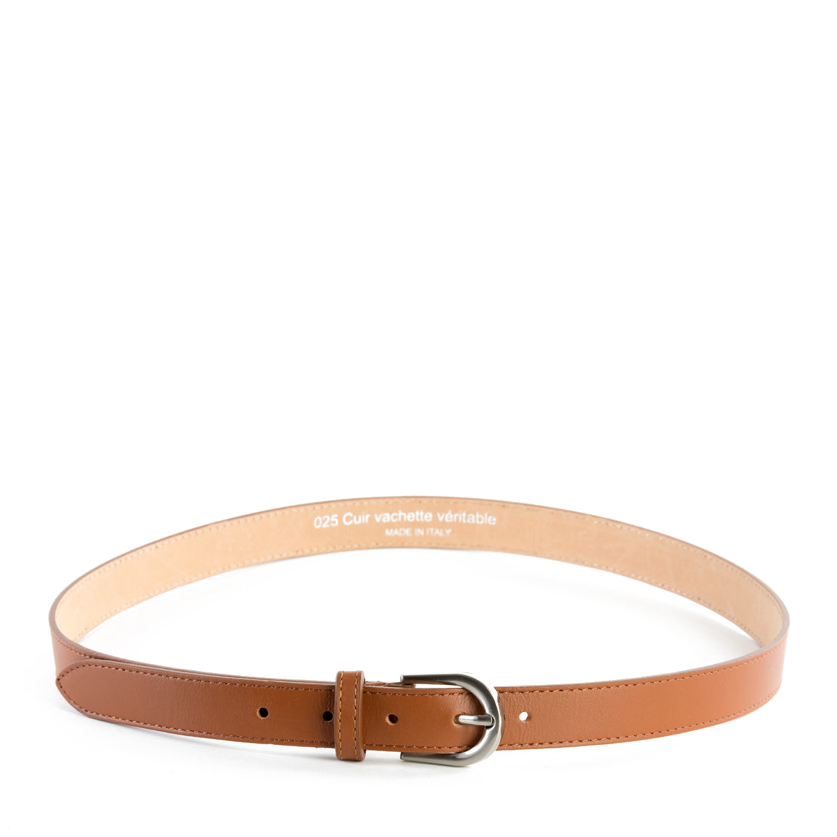 Tan Real Italian Leather Narrow Belt - Amilu
