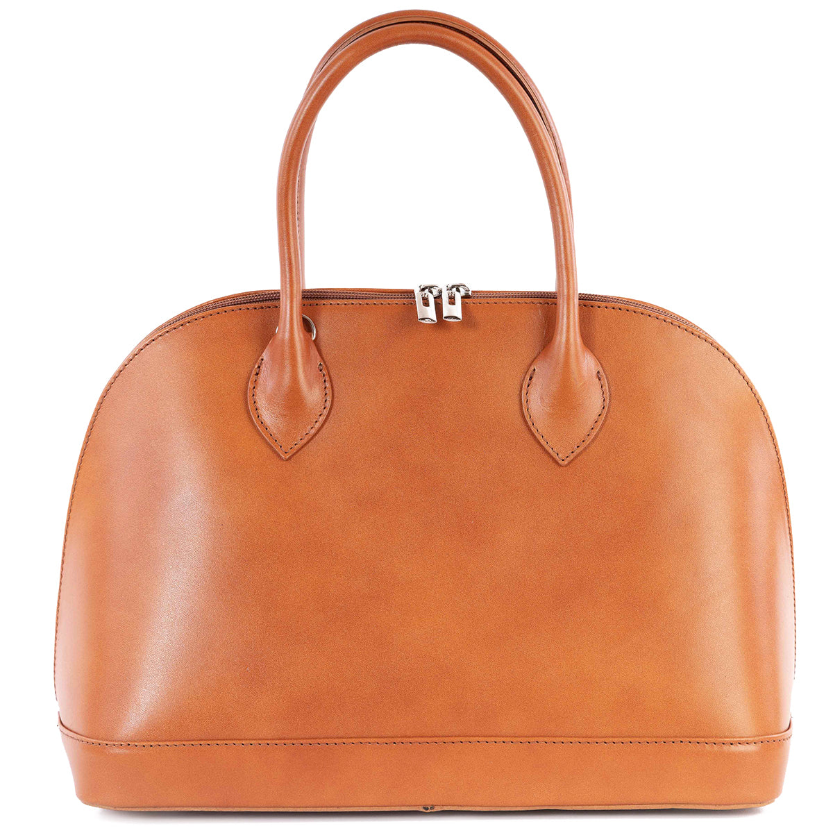 Tan Real Leather Large Vintage Bowling Bag - Amilu