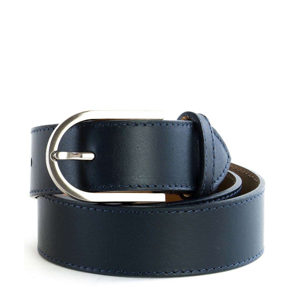 Navy Real Italian Leather Wide Belt Pack of Two - Amilu