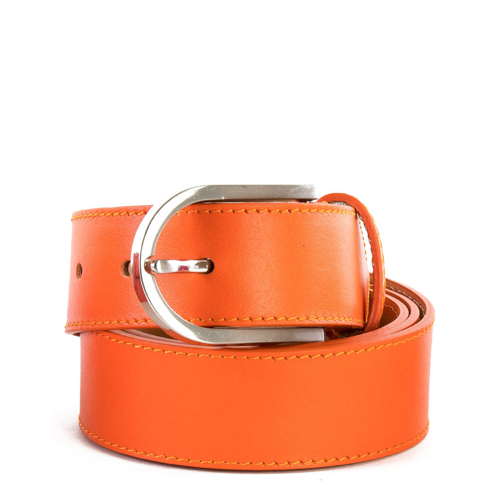 Orange Real Italian Leather Wide Belt Pack of Two - Amilu