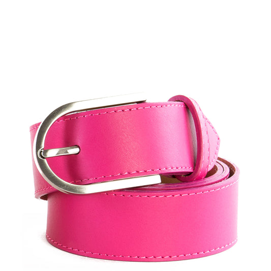 Pink Real Italian Leather Wide Belt - Amilu