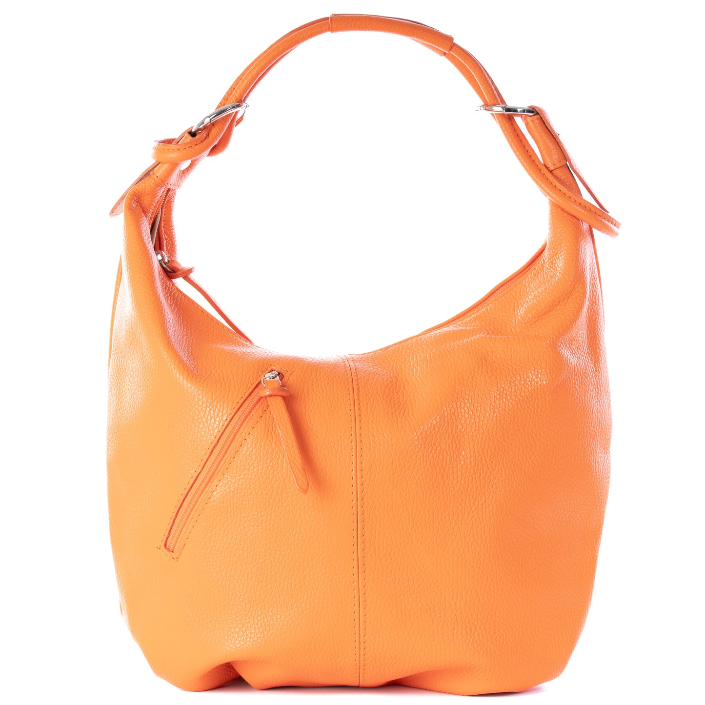 Classic Orange Real Leather Slouch Shoulder Bag - Amilu