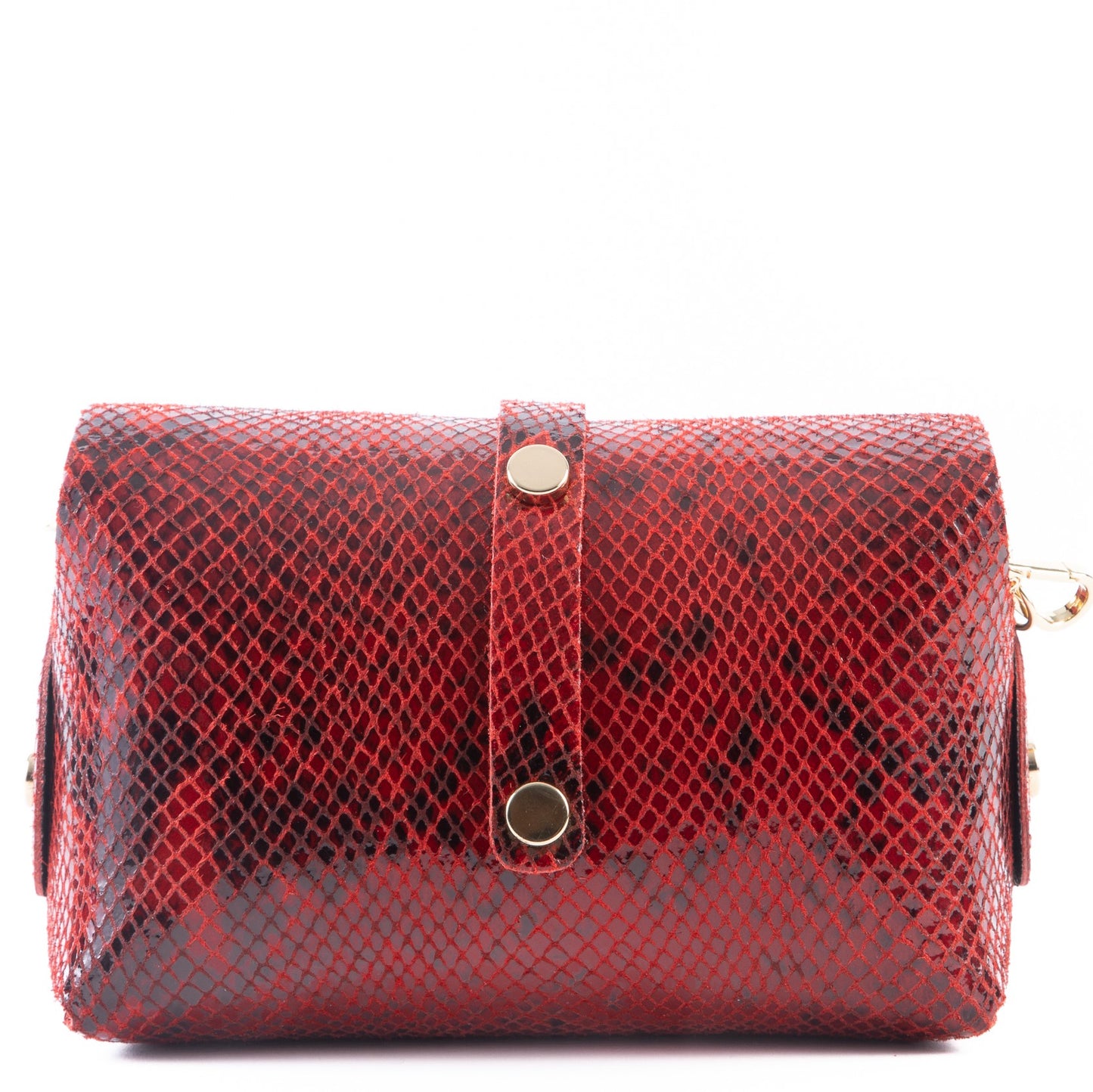 Deep Red Mock Croc Real Leather Mini Clutch Cross Body Bag - Amilu