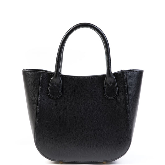 Black Real Leather Small Grab Bag - Amilu