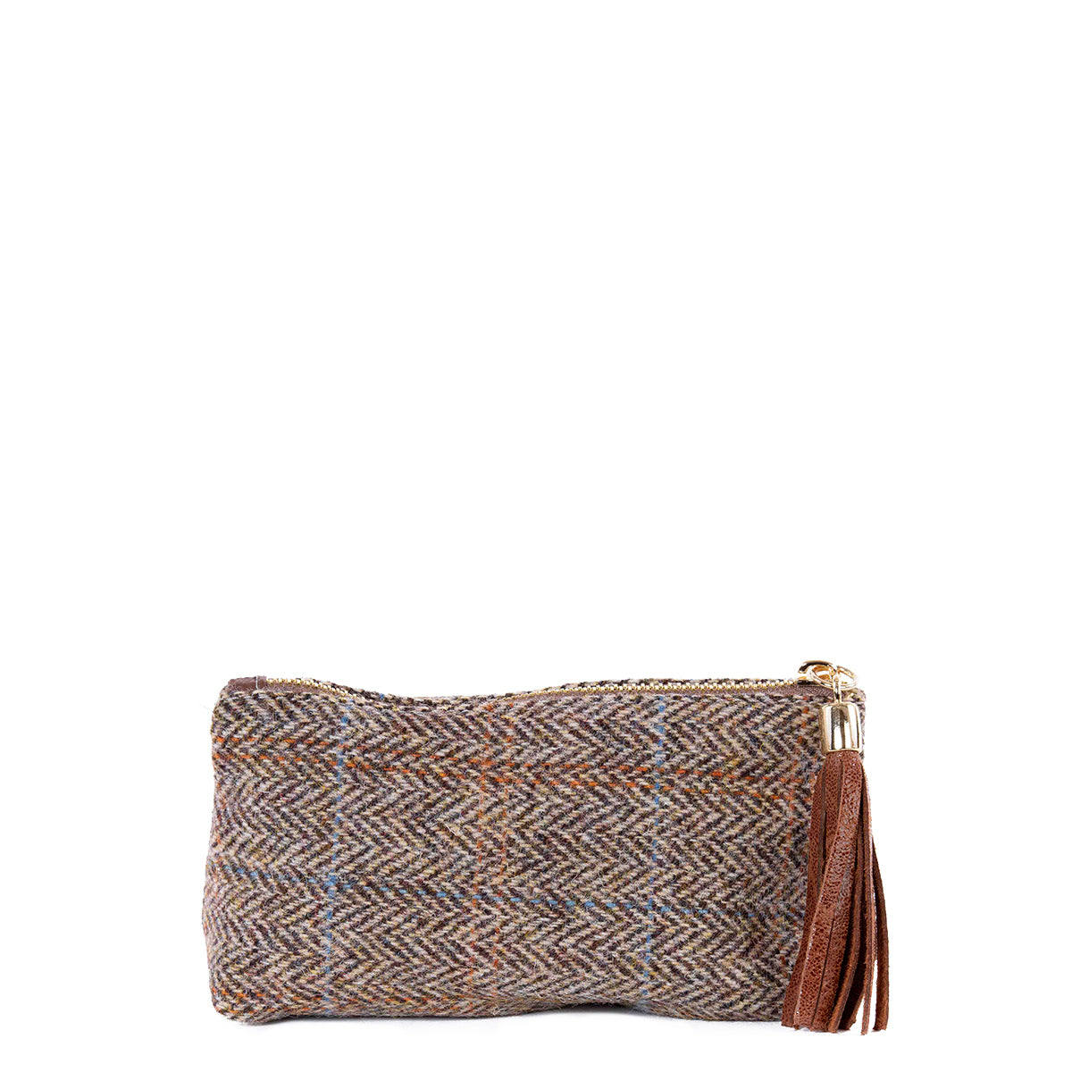 Tan Hamish Harris Tweed Mini Clutch Pod - Amilu