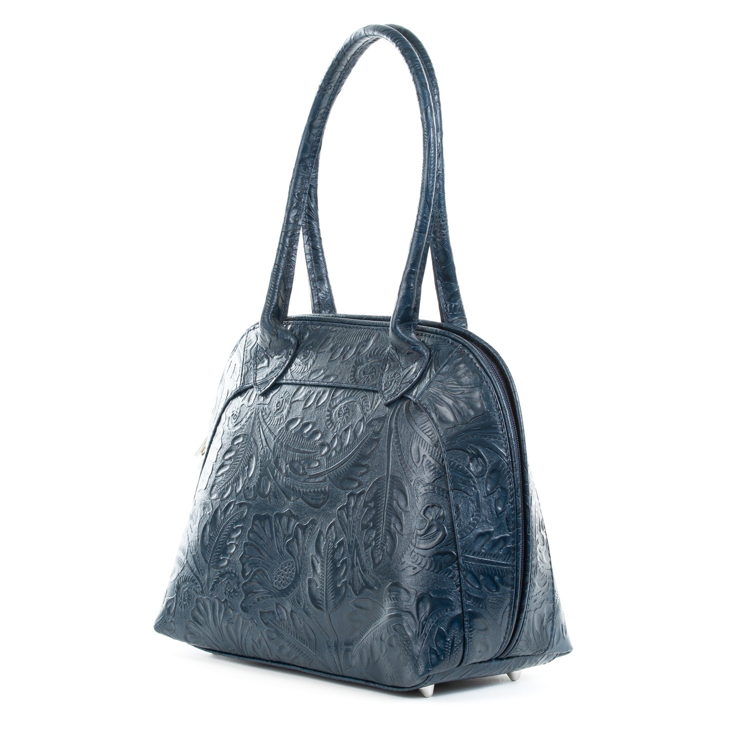Florens Blue Real Leather Shoulder Tote Bag - Amilu