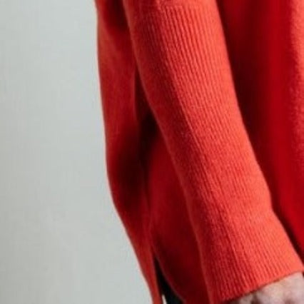 Orange Supersoft Tapered Batwing Sleeve Fine Knit Round Neck Easy Wear Jumper - Amilu
