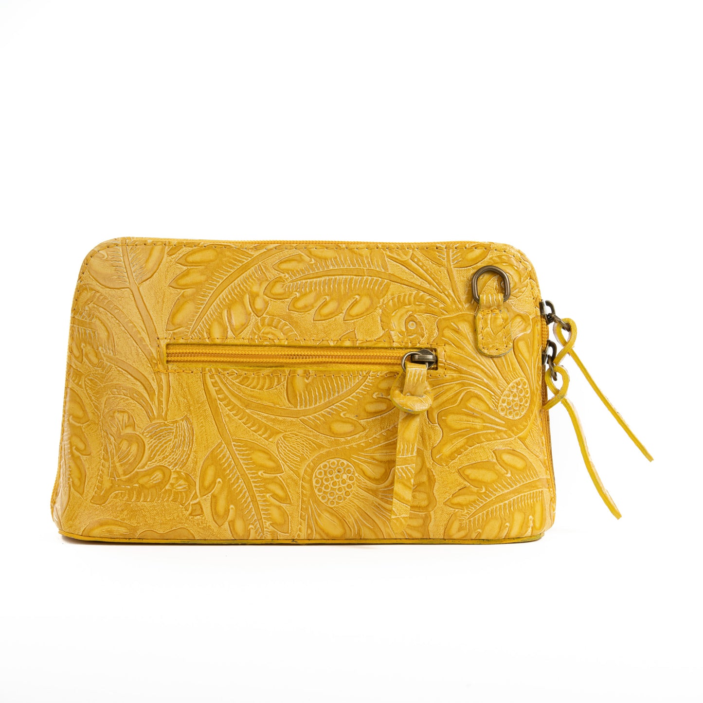 Yellow Florens Real Leather Cross Body Bag - Amilu