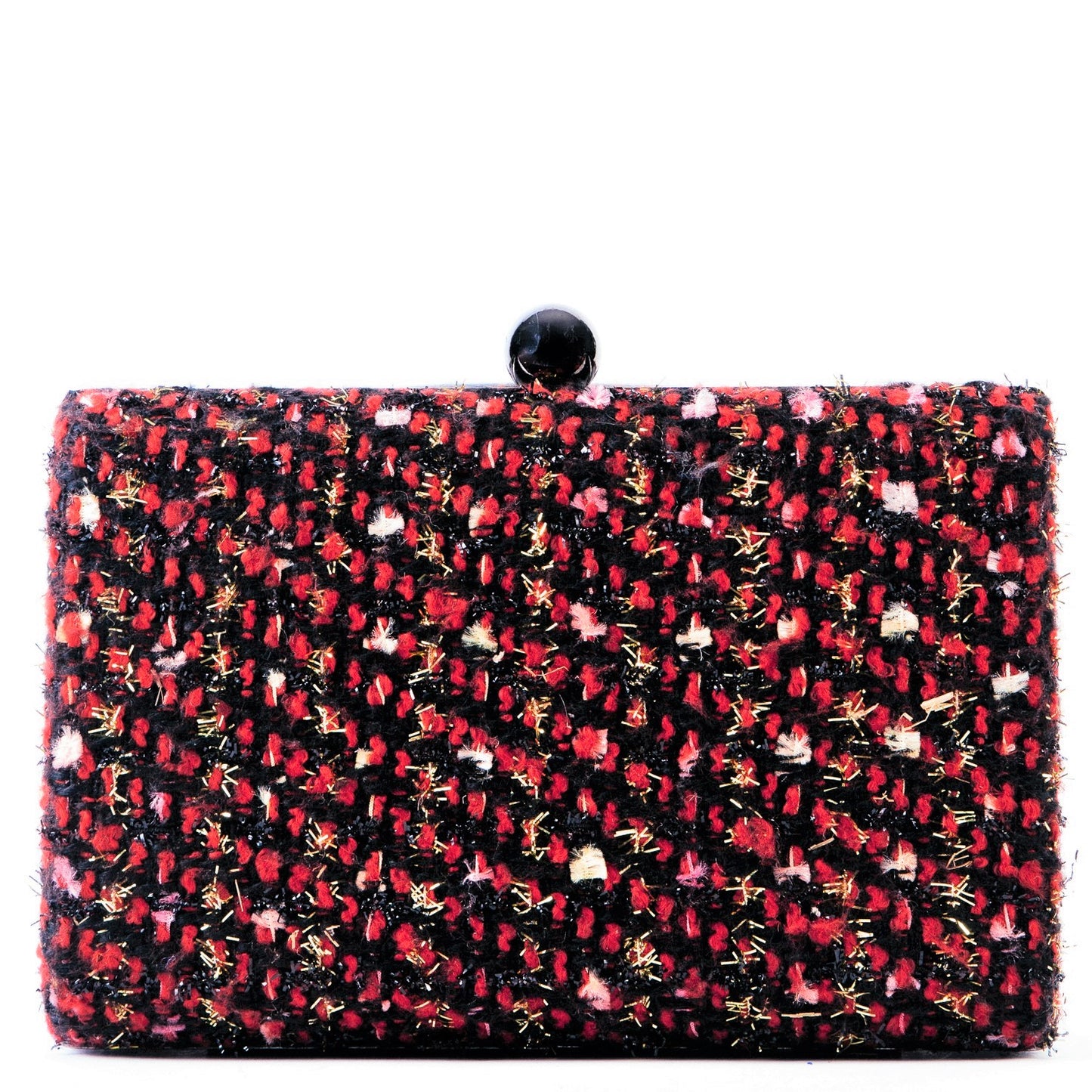 Woven Red and Black Multi Hard Case Box Clutch Bag - Amilu