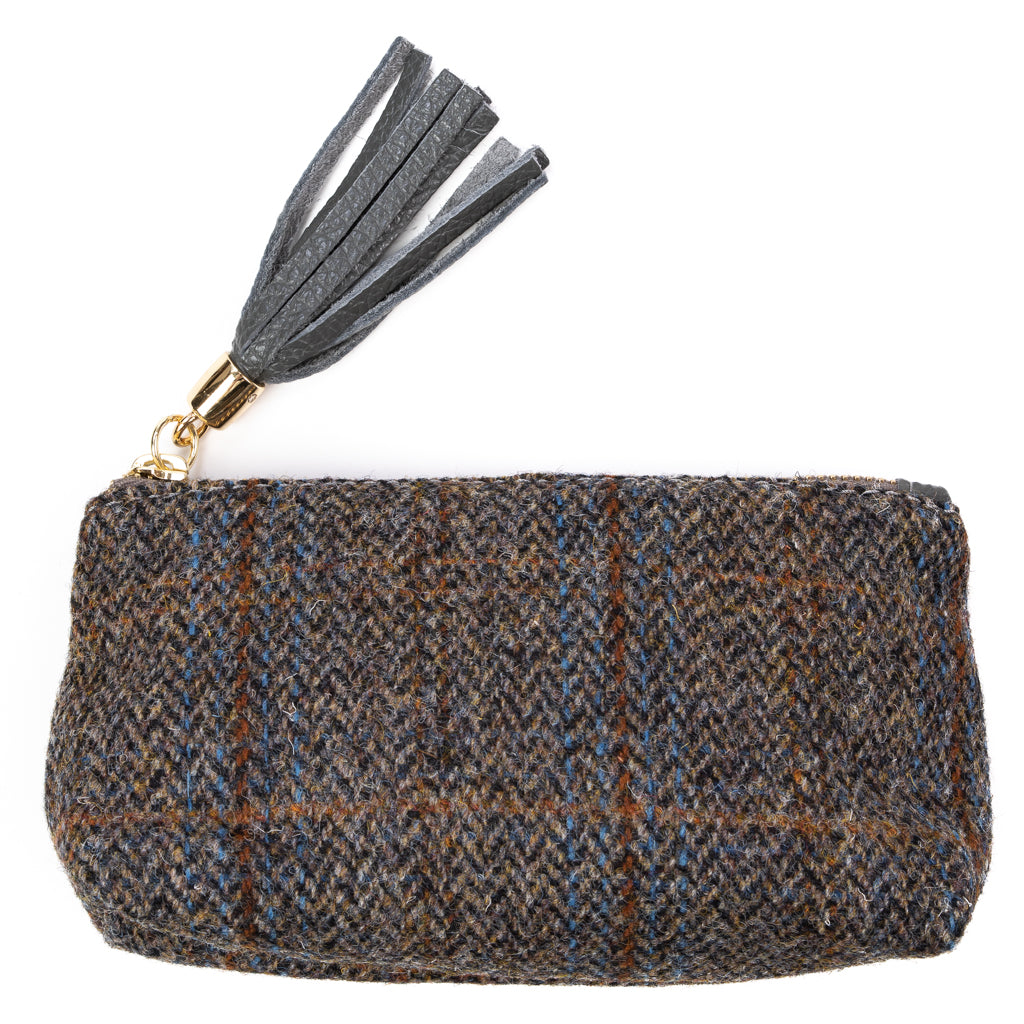 Grey Fergus Harris Tweed Mini Clutch Pod - Amilu